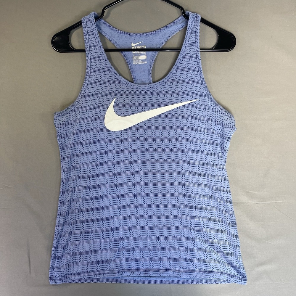 Nike Center Swoosh Athletic Cut Dri-Fit Tank Top Women's Medium Blue